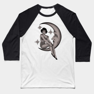 Tattoo Woman on the Moon Baseball T-Shirt